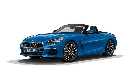 blaues BMW Z4 auf weißem Hintergrund