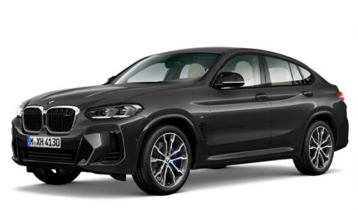 blauer BMW x4 vor weißem Hintergrund - Seitenansicht