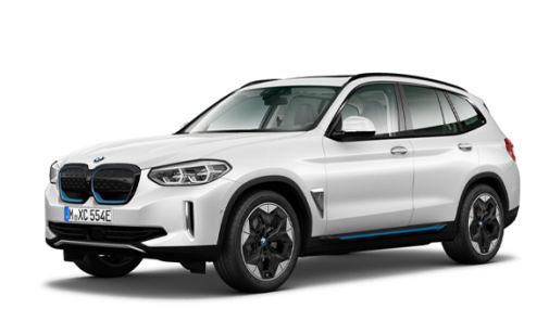 weißer BMW iX3 vor weißem Hintergrund