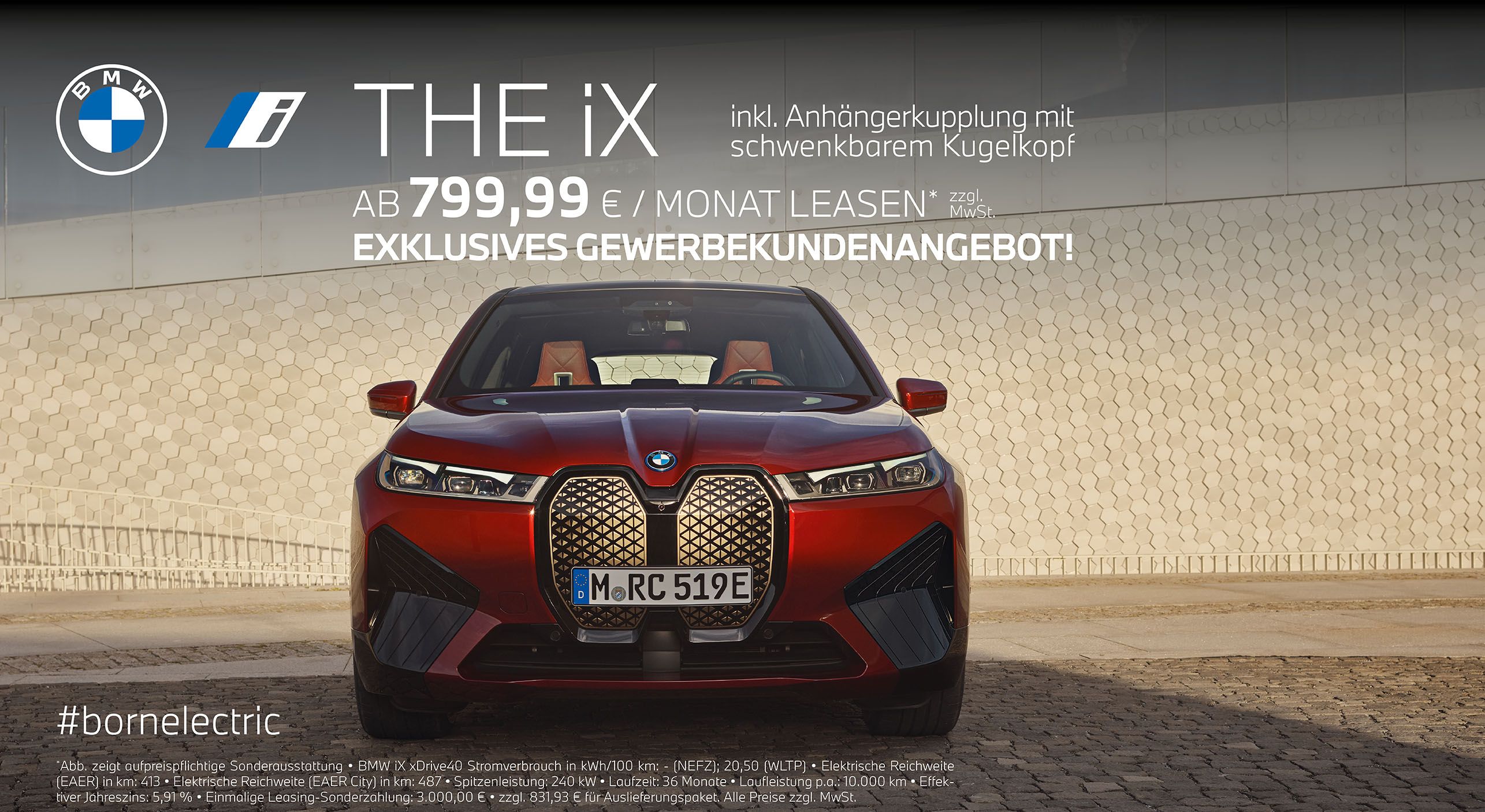 Roter BMW iX Frontansicht